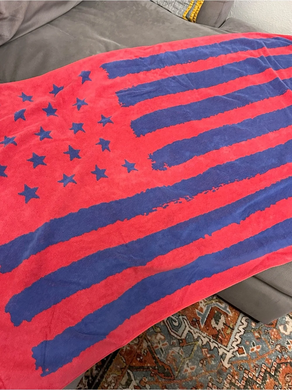 Lauren Ralph Lauren Red & Blue USA American Flag Beach Bath Towel